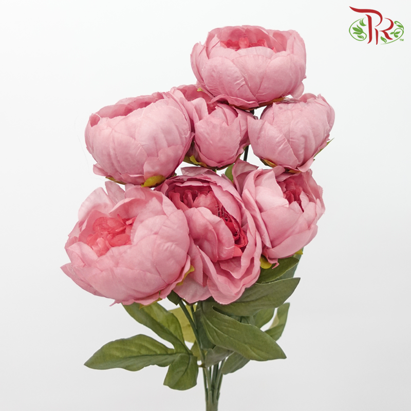 44cm - Artificial Peony Bush - Dark Pink (1 Unit)-Dark Pink-Pudu Ria Florist-prflorist.com.my