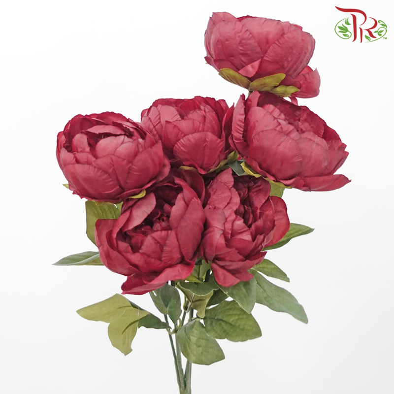 44cm - Artificial Peony Bush - Dark Red (1 Unit)-Dark Red-Pudu Ria Florist-prflorist.com.my