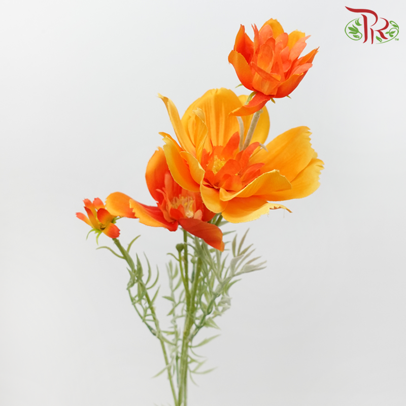 76cm - Artificial Cosmos Spray - Orange (2 Stems)-Orange-Pudu Ria Florist-prflorist.com.my