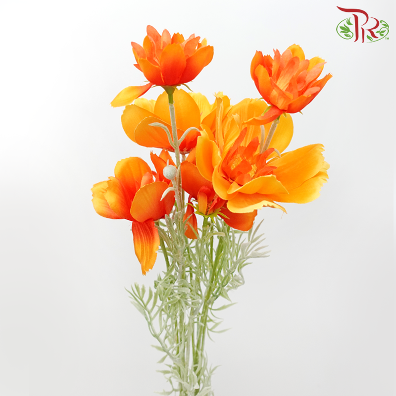 76cm - Artificial Cosmos Spray - Orange (2 Stems)-Orange-Pudu Ria Florist-prflorist.com.my