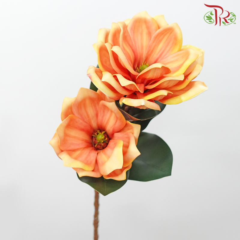 79cm - Artificial Magnolia Spray - Orange (2 Stems)-Orange-Pudu Ria Florist-prflorist.com.my