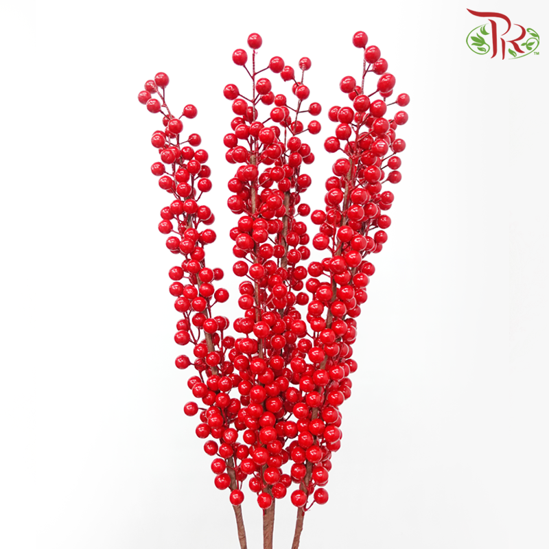 82cm - Artificial Berry Spray - Red (5 Stems)-Red-Pudu Ria Florist-prflorist.com.my