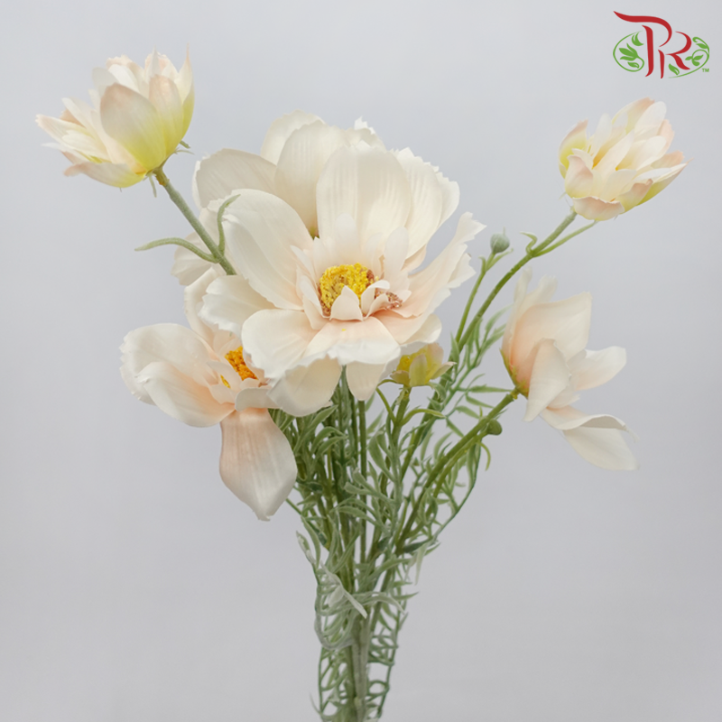 76cm - Artificial Cosmos Spray - Light Champagne (2 Stems) - Pudu Ria Florist