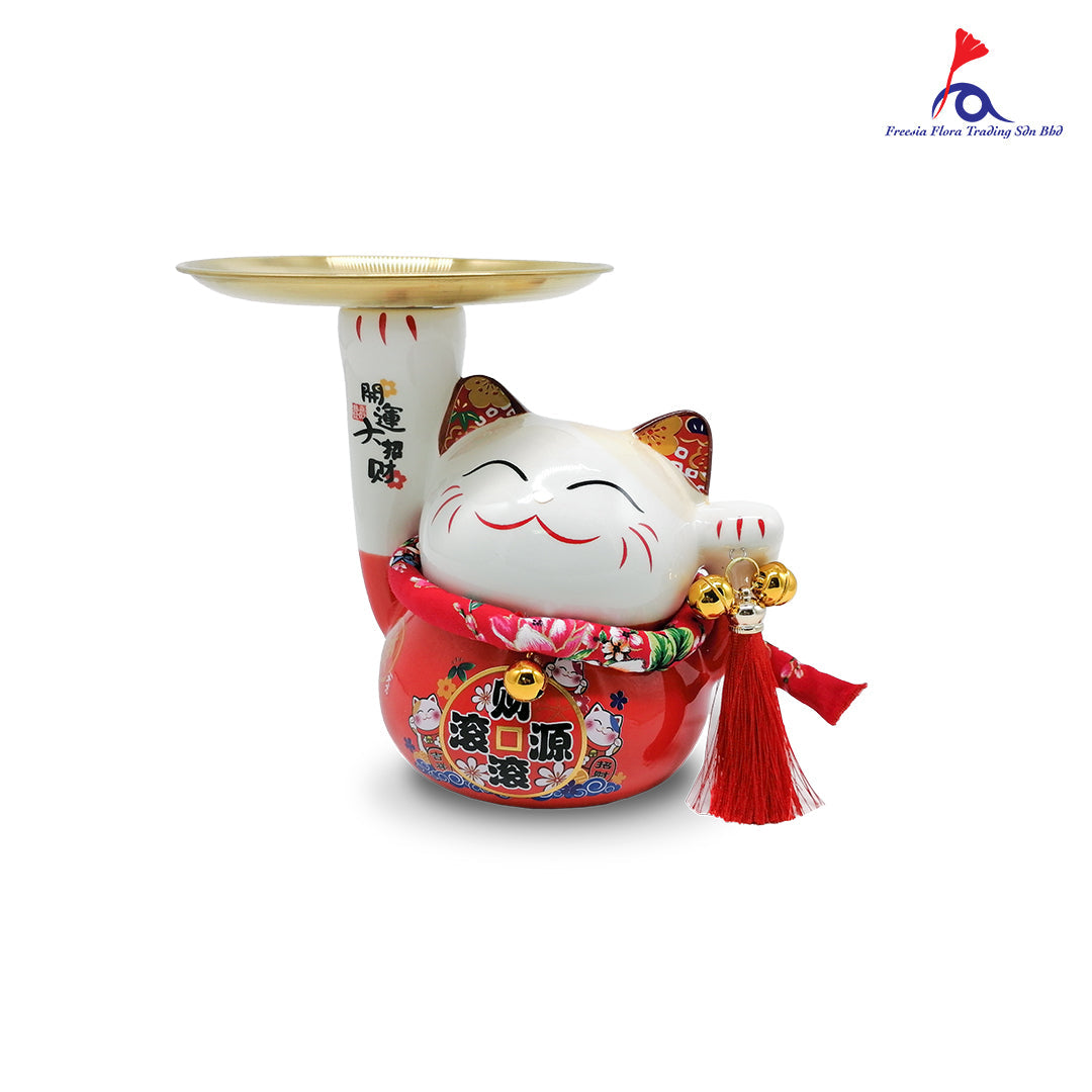 FBA052 7.5寸 开运大招财喜猫(托盘) - Freesia