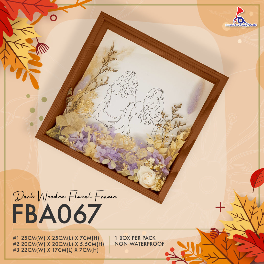 FBA067 DARK WOODEN FLORAL FRAME - Freesia