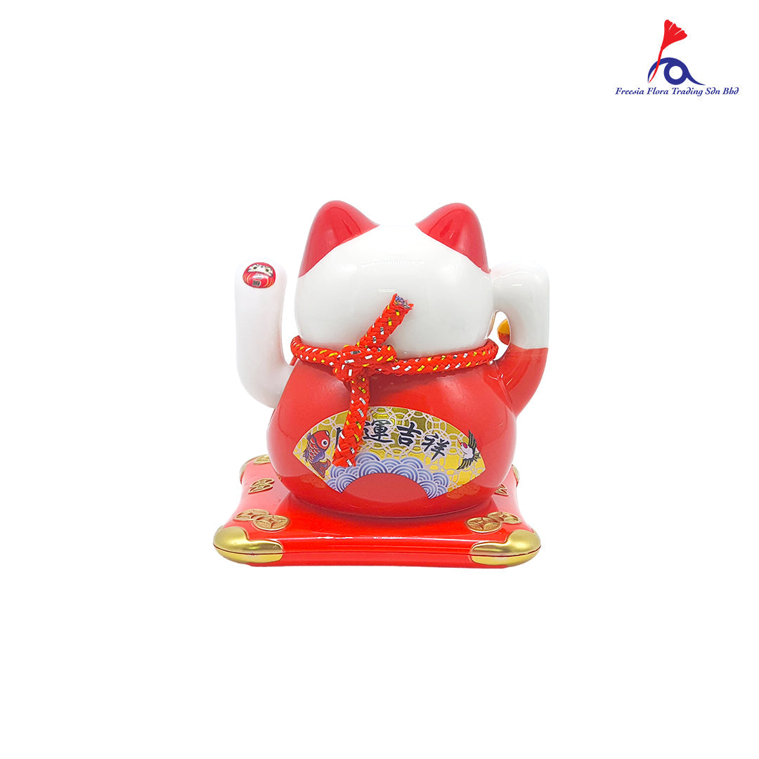 6寸 太阳能 福气旺旺 招手猫 (Red)