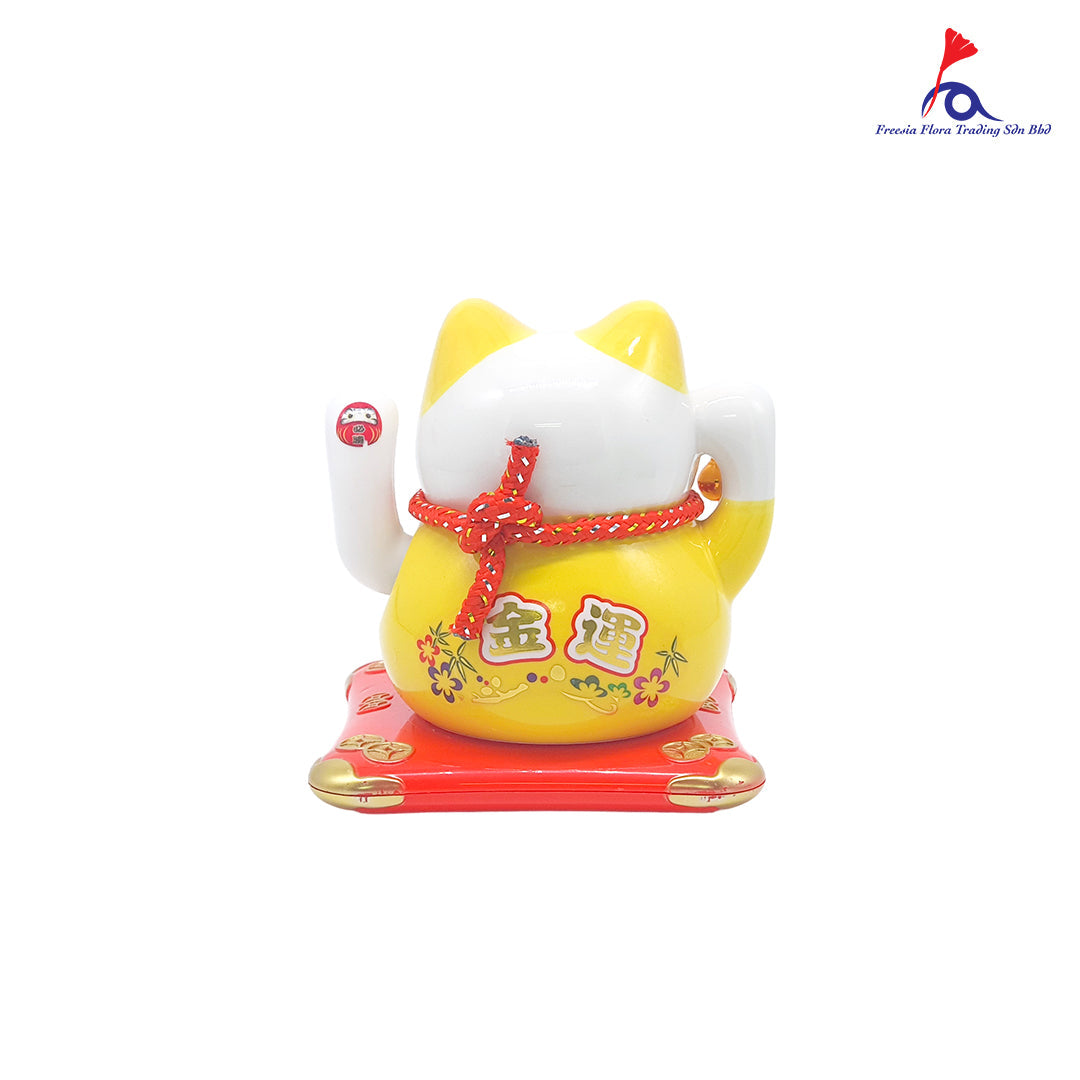 6寸 太阳能 福气旺旺 招手猫 (Yellow)
