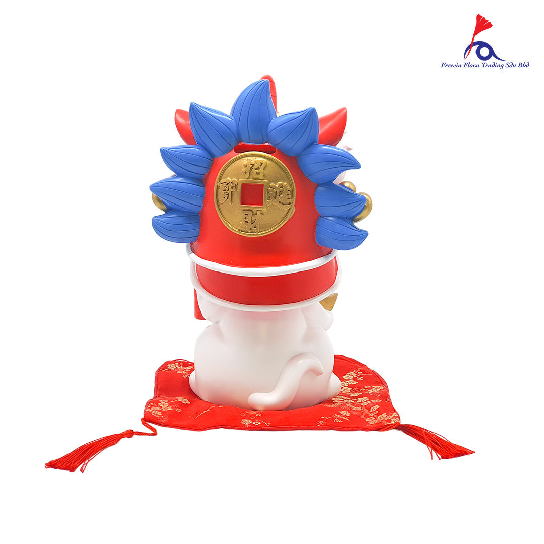 11" 中式 精美陶瓷 招财猫 存钱罐 摆件 (White)