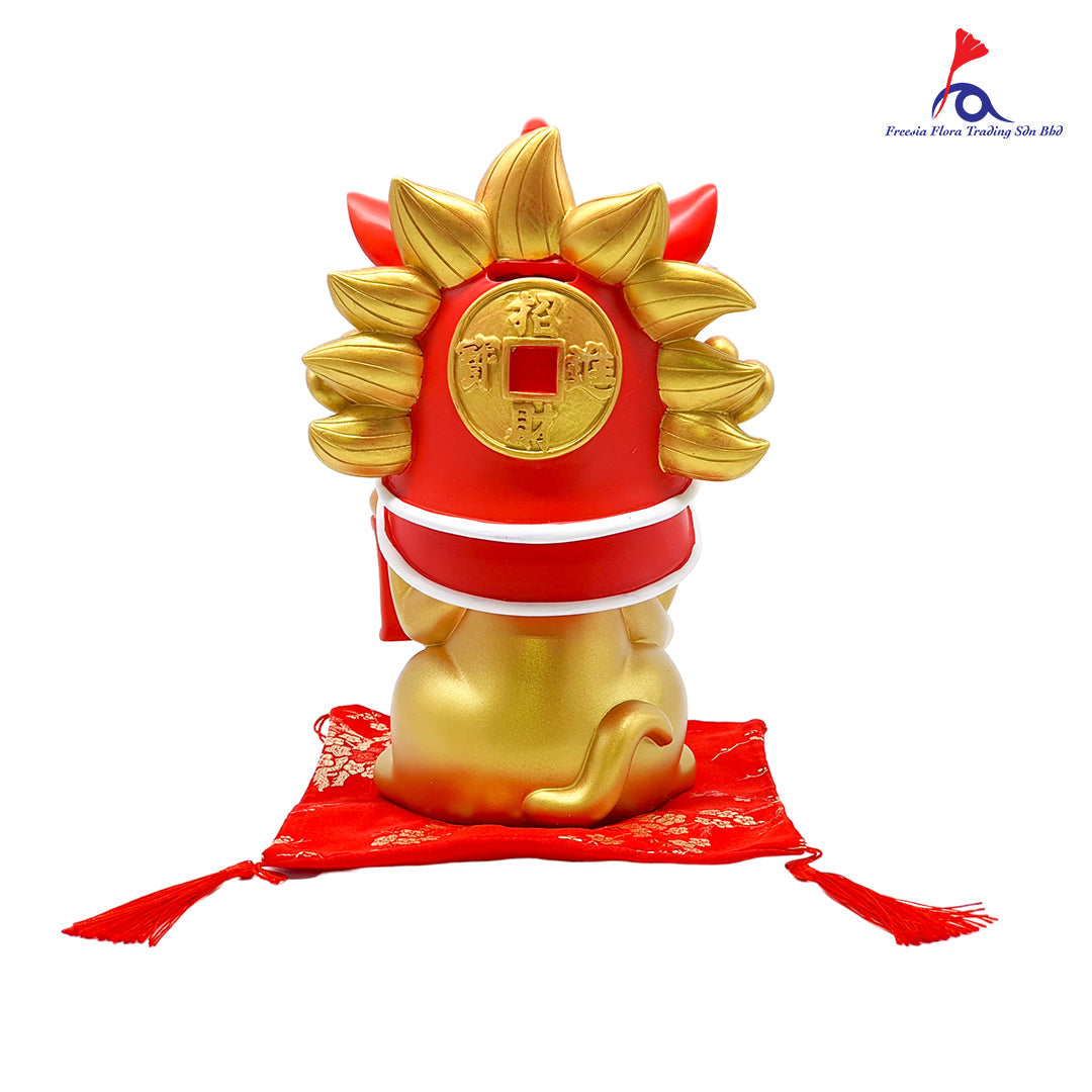 11" 中式 精美陶瓷 招财猫 存钱罐 摆件 (Gold)