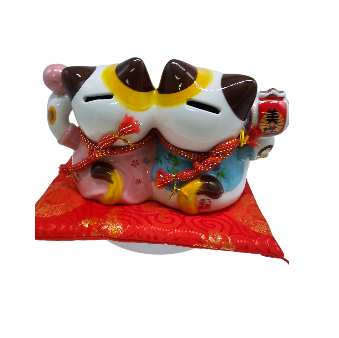 6" 陶瓷 高品质 美满幸福 招财猫 (存钱罐)