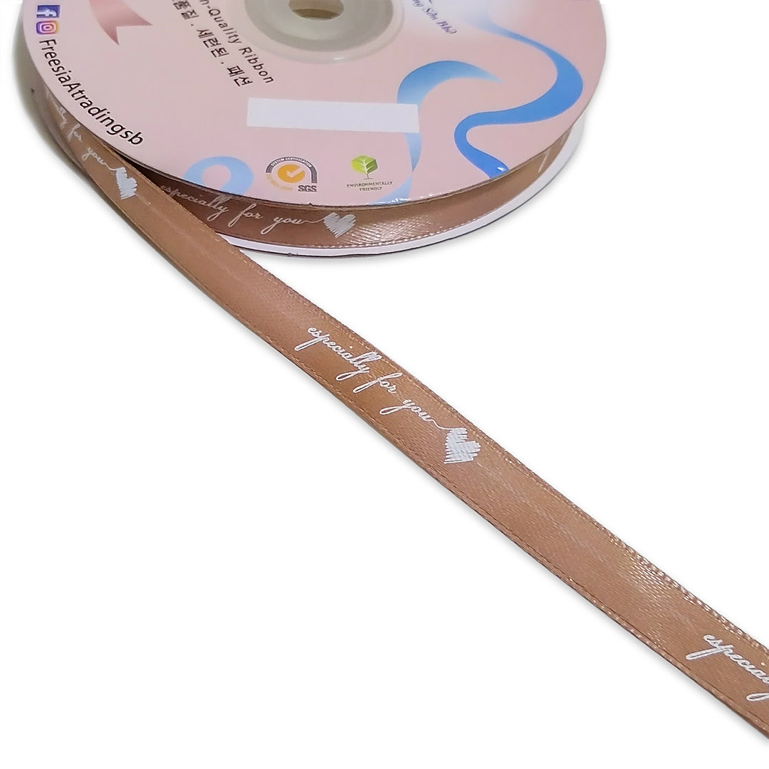 FRB089 SATIN RIBBON 'Especially for You' (10mm x 50Y) - Freesia