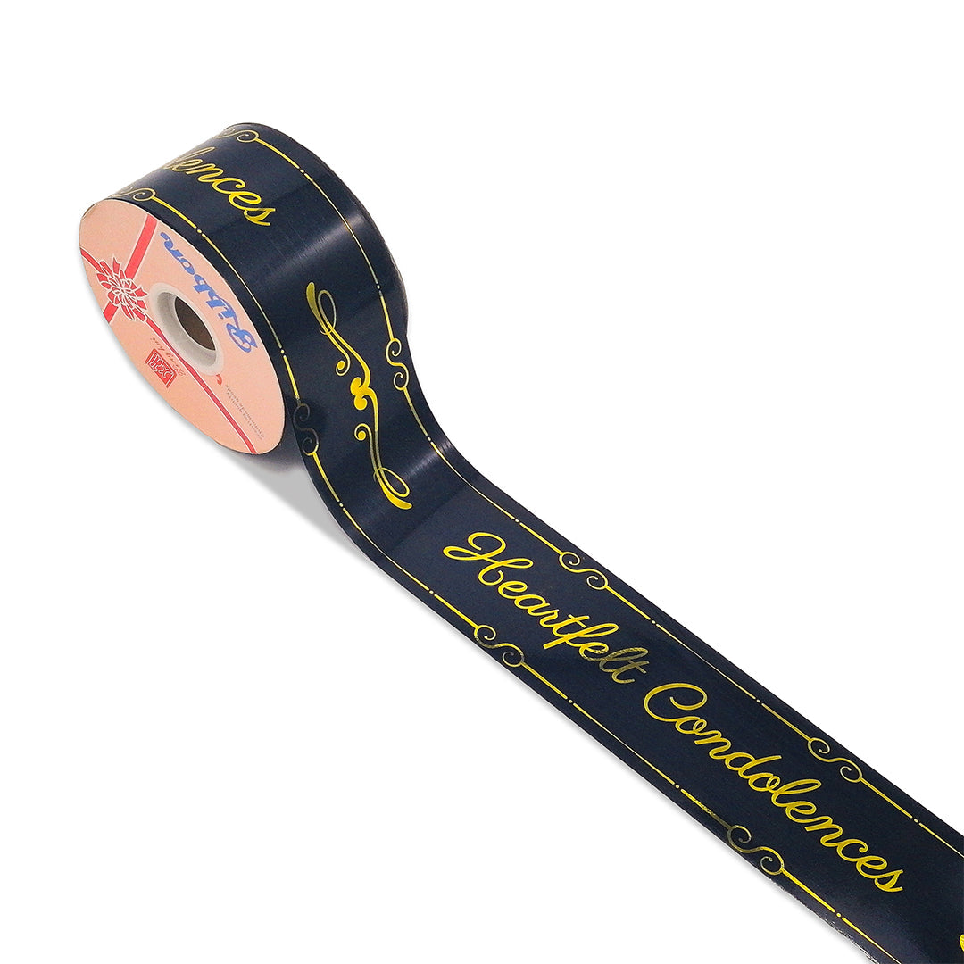 FRB091 PRINTED OPP RIBBON * Condolences Ribbon - Freesia