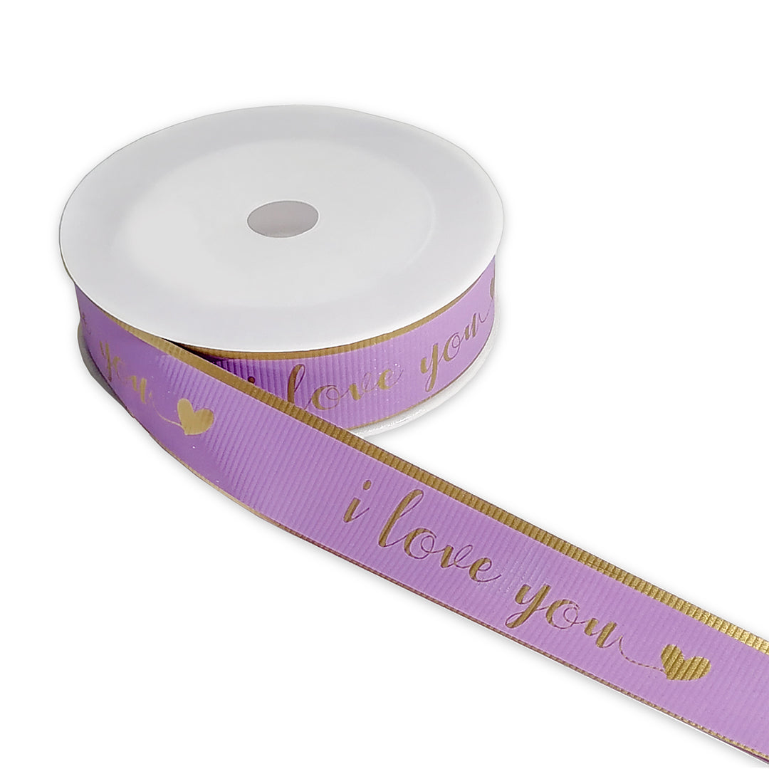 FRB093 Printed OPP Ribbon ' I Love You ' (30mm*50Y) - Freesia