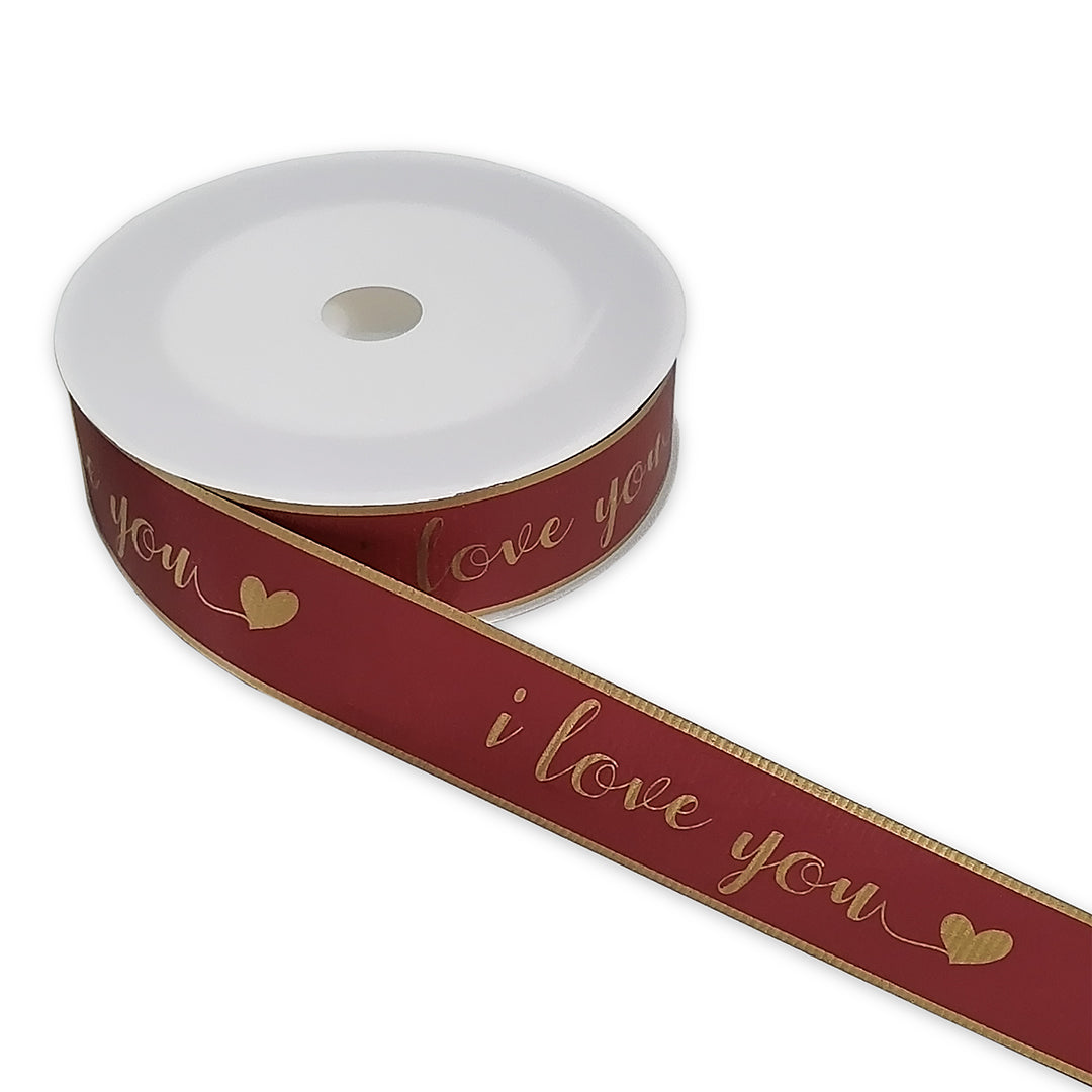 FRB093 Printed OPP Ribbon ' I Love You ' (30mm*50Y) - Freesia
