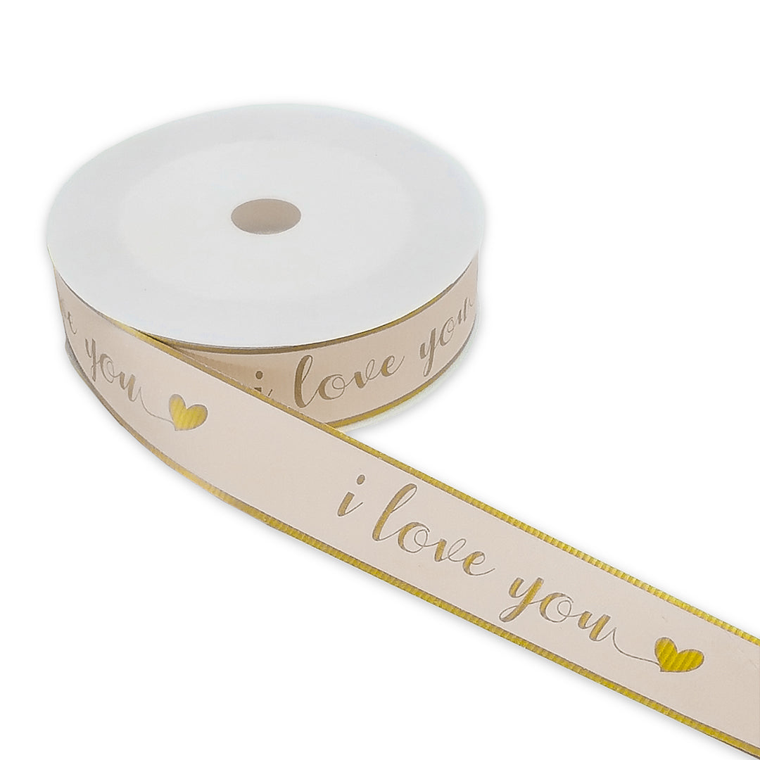 FRB093 Printed OPP Ribbon ' I Love You ' (30mm*50Y) - Freesia