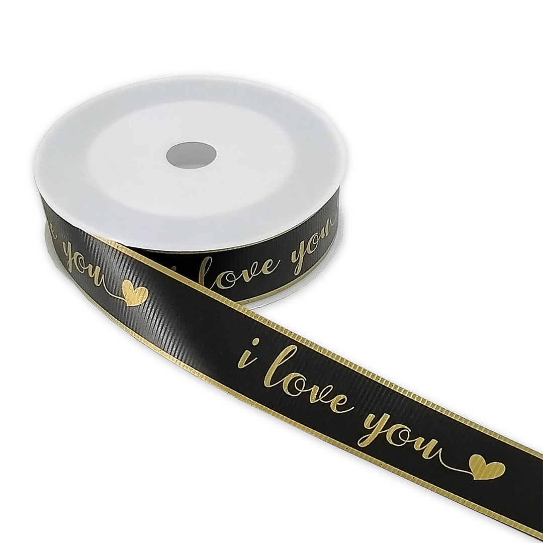 FRB093 Printed OPP Ribbon ' I Love You ' (30mm*50Y) - Freesia