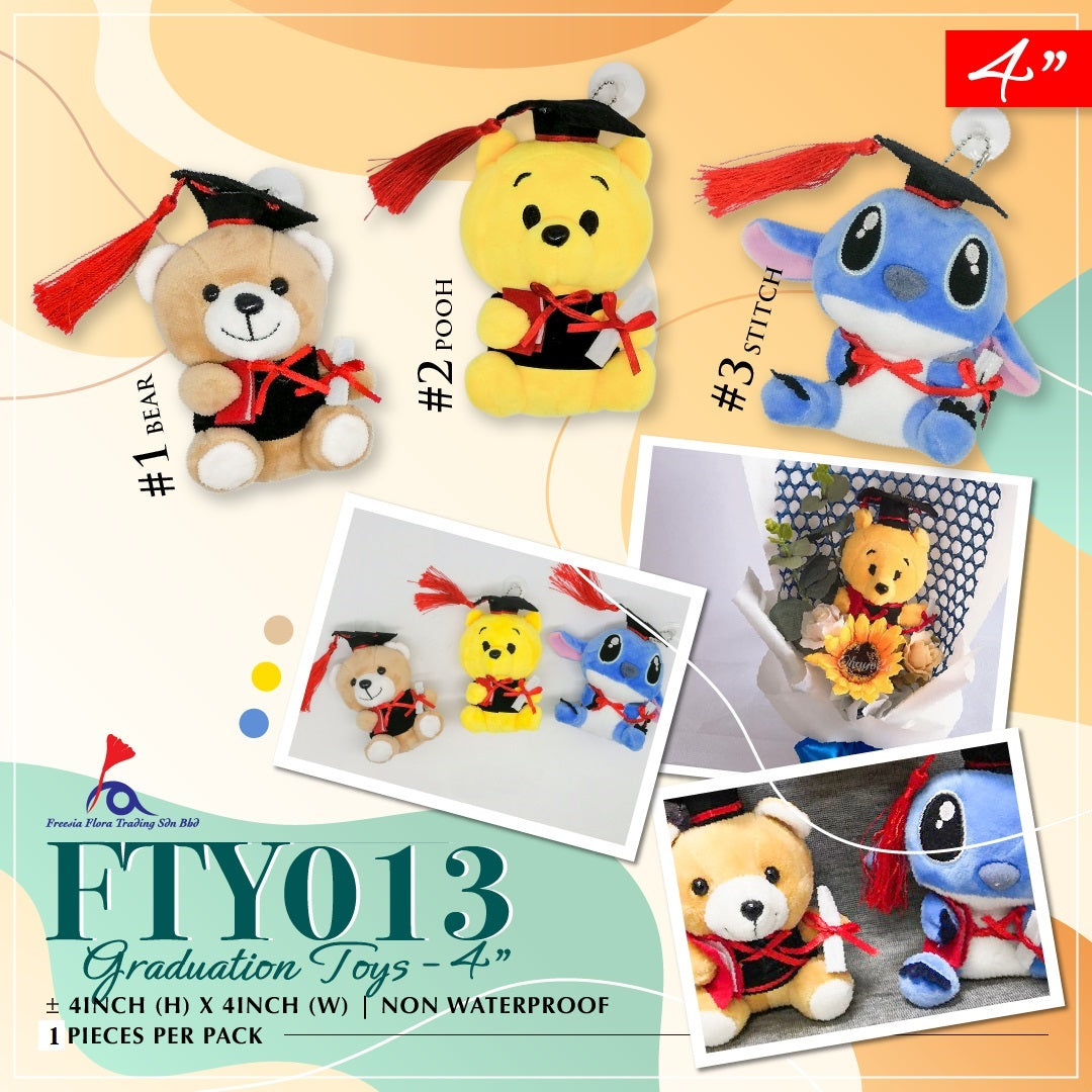 FTY013 4IN GRADUATE BEAR - Freesia