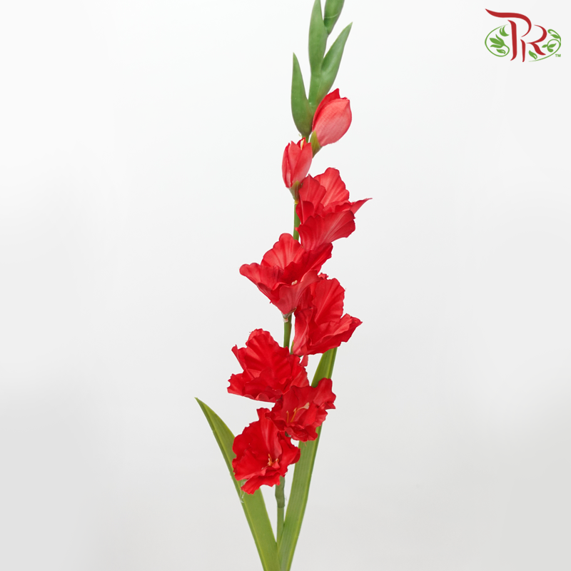 Artificial Gladiolus Spray - Red (2 Stems)-Red-Pudu Ria Florist-prflorist.com.my