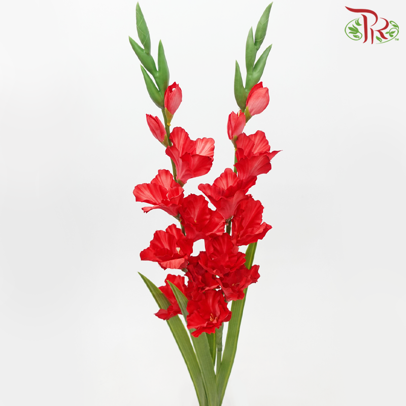 Artificial Gladiolus Spray - Red (2 Stems)-Red-Pudu Ria Florist-prflorist.com.my
