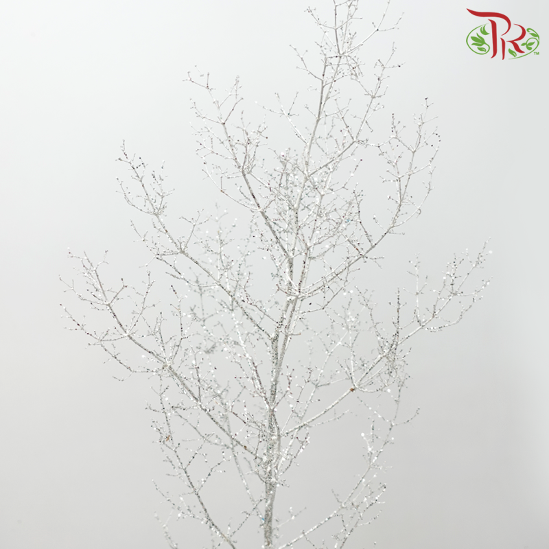 Asparagus Leaf Dyed - Glitter Silver (Per Bunch)-Glitter Silver-Japan-prflorist.com.my