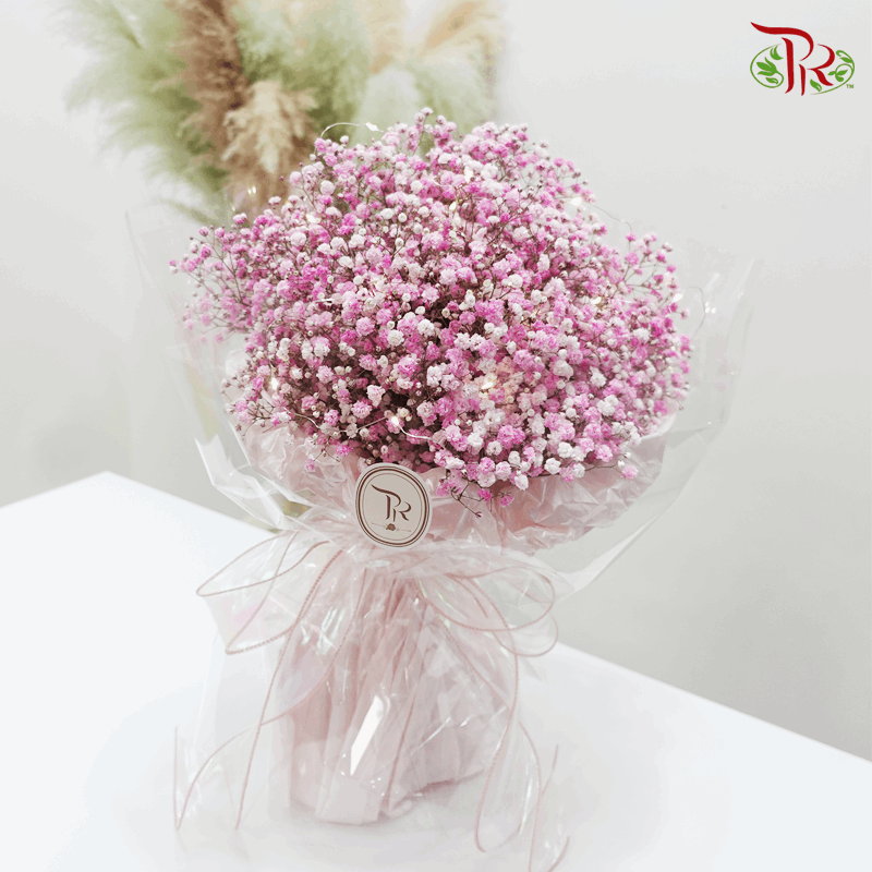 Baby's Breath Bouquet - Light Pink (Optional With LED Light)-Pudu Ria Florist-prflorist.com.my