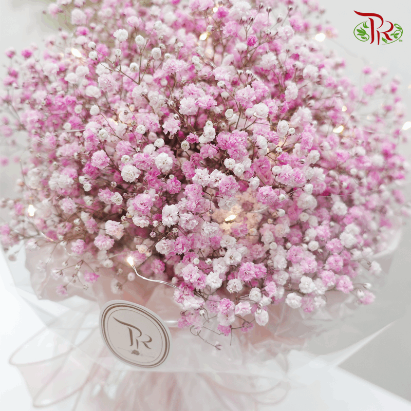 Baby's Breath Bouquet - Light Pink (Optional With LED Light)-With LED Light-Pudu Ria Florist-prflorist.com.my