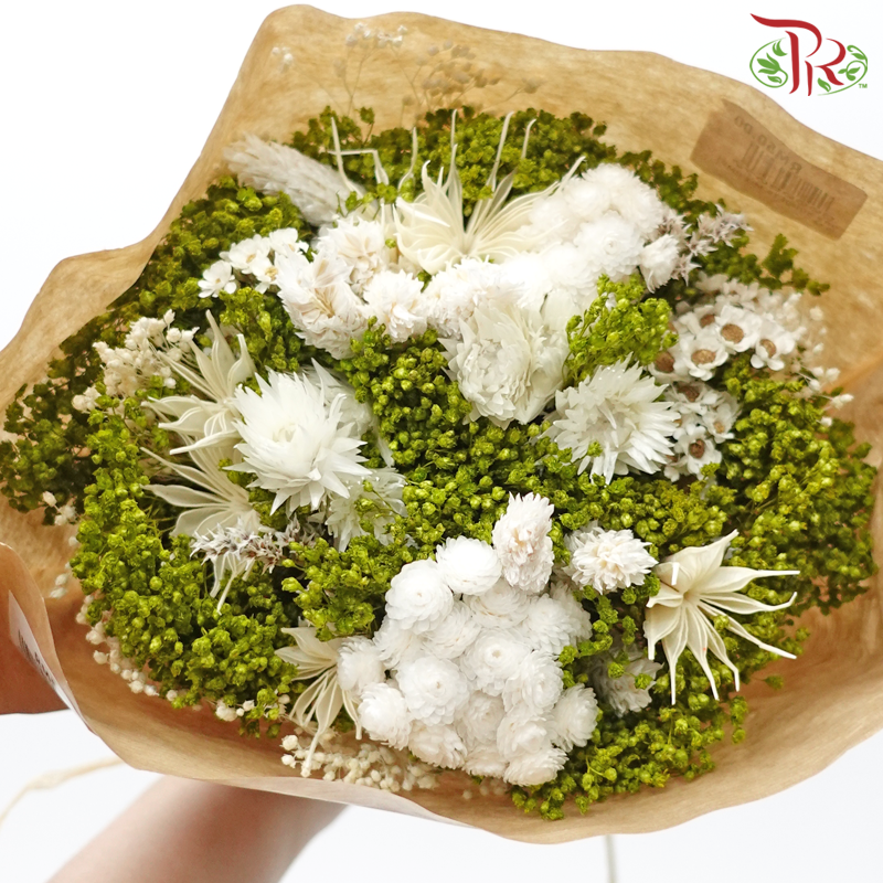 Dried Bouquet Mix - Fantasy Green With White #08-Fantasy Green With White #08-Import-prflorist.com.my