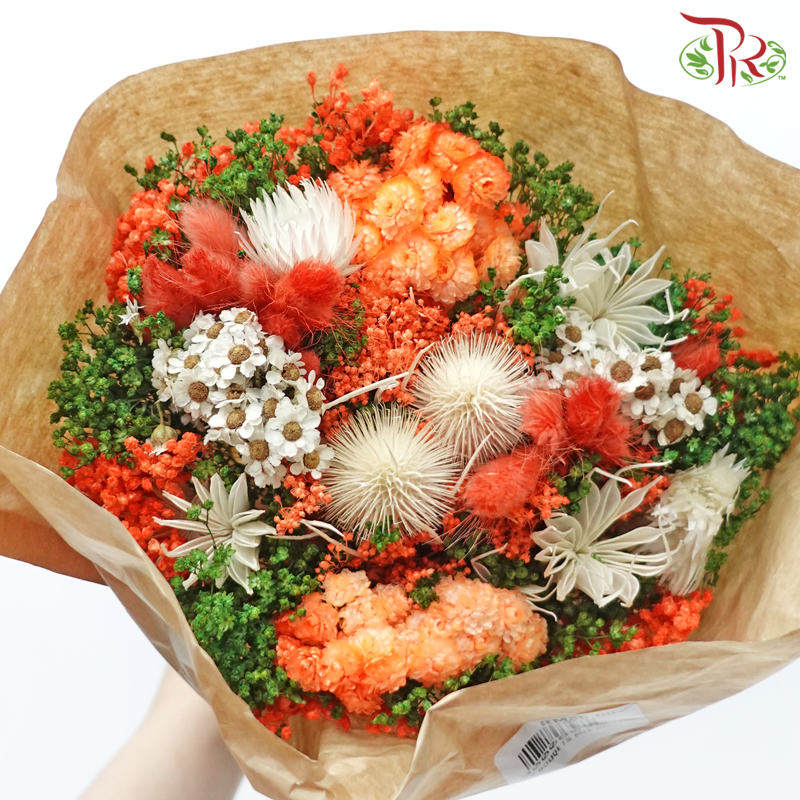 Dried Bouquet Mix - Fantasy Orange With Green #06-Fantasy Orange With Green #06-Import-prflorist.com.my