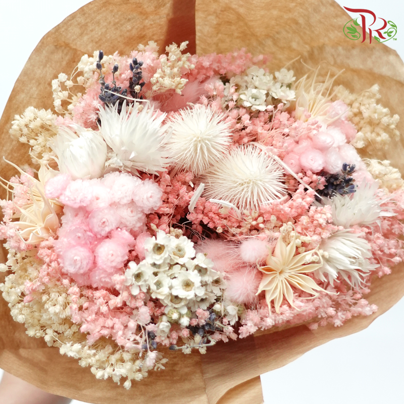 Dried Bouquet Mix - Fantasy Pink With Cream & Grey-Fantasy Pink With Cream & Grey-Import-prflorist.com.my