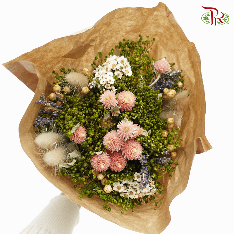 Dried Bouquet Mix - ( Green/ Light Pink )-Green-Import-prflorist.com.my
