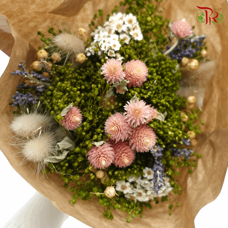 Dried Bouquet Mix - ( Green/ Light Pink )-Green-Import-prflorist.com.my