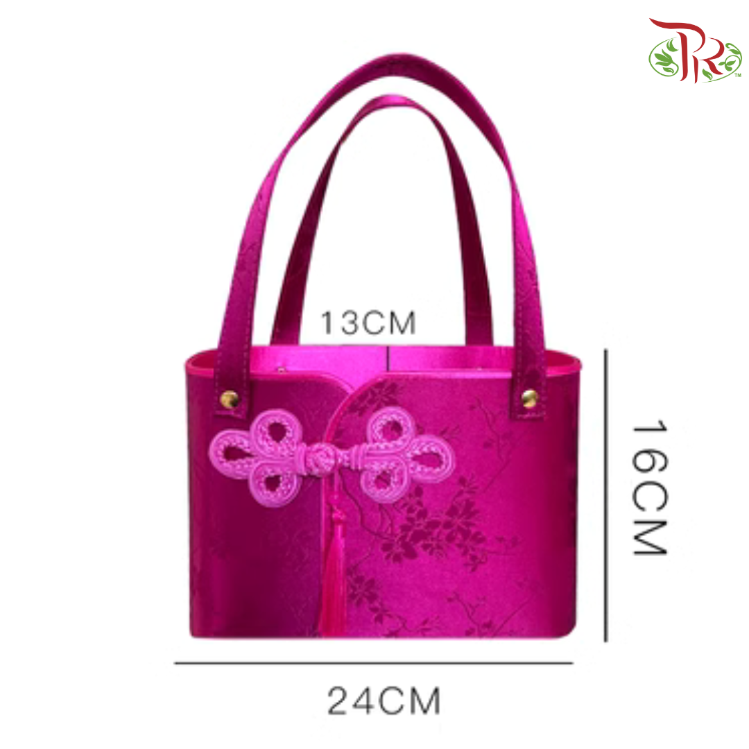 FB4-FB6 - CNY Single Button Rectangular Hand Held Floral Box (With Options) (WFL173CD)-FB6 - Pink-Pudu Ria Florist-prflorist.com.my