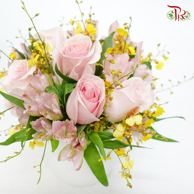 Floral Arrangement In Soft Tone With White Vase-Pudu Ria Florist-prflorist.com.my