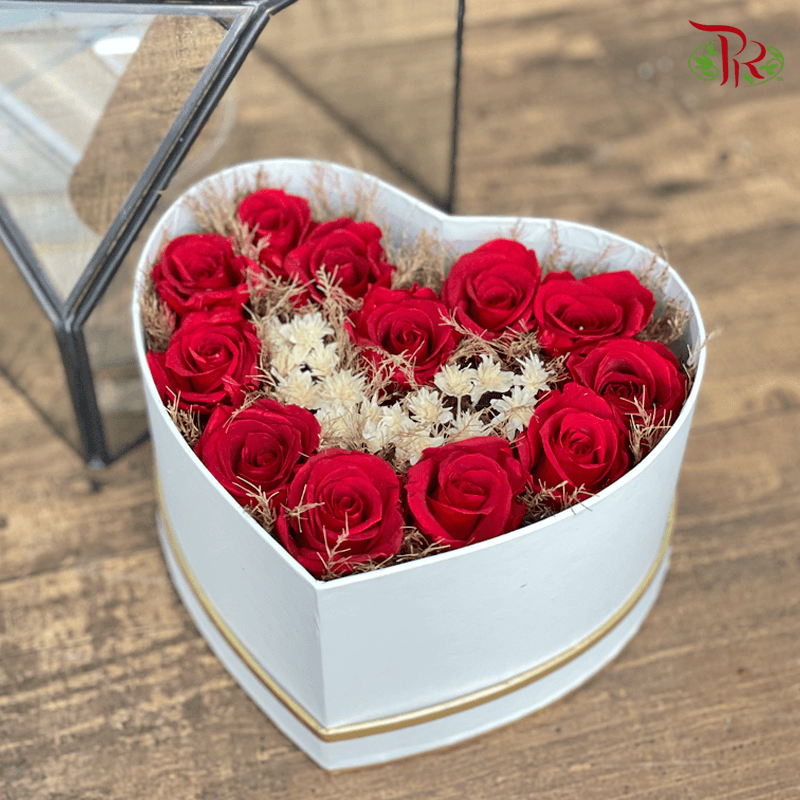 Forever Love -Heart Shape Preserved Flower Box-Pudu Ria Florist-prflorist.com.my