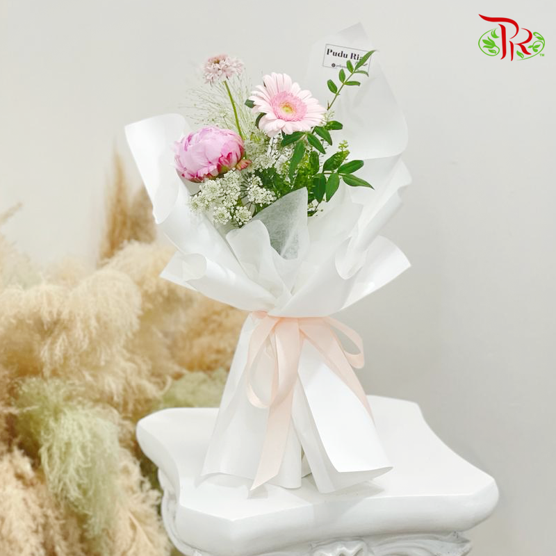 Pink Peony Bouquet (3 Options)-Assorted (S size bouquet)-Pudu Ria Florist-prflorist.com.my