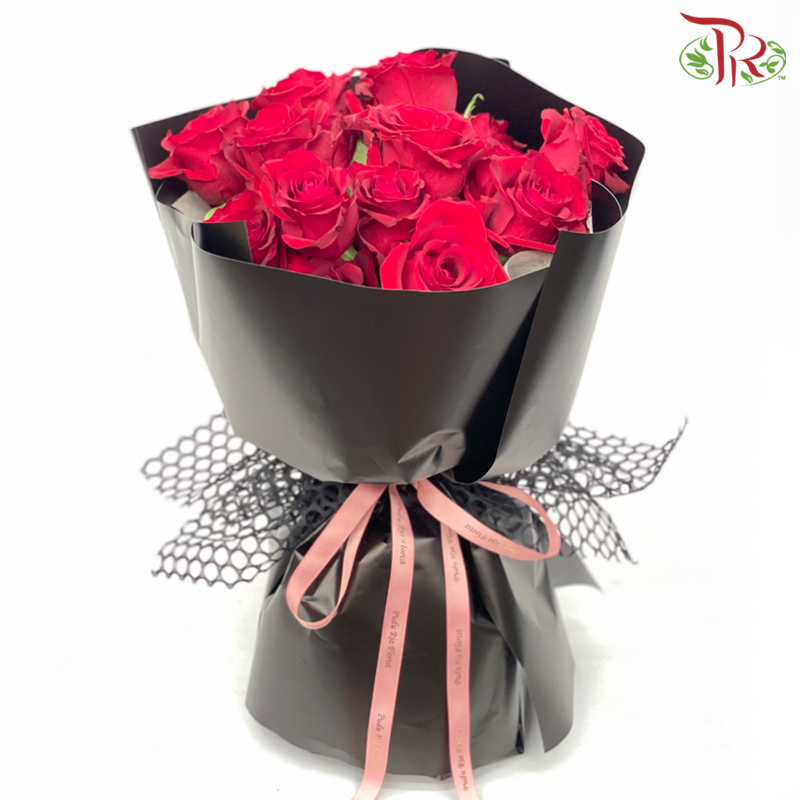 Red Roses Round Bouquet (M Size)-Pudu Ria Florist-prflorist.com.my
