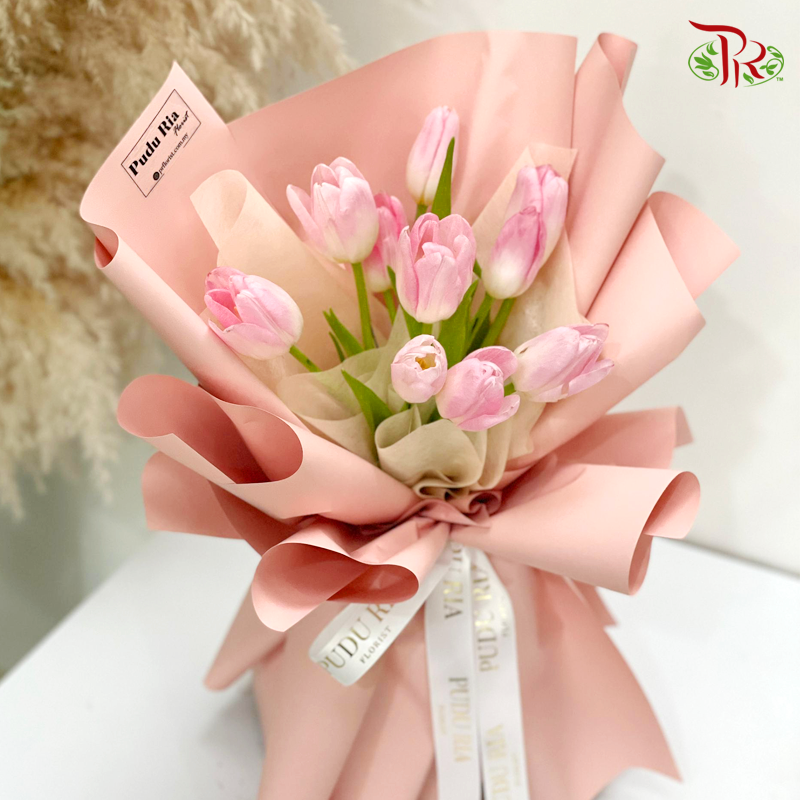 Tulip Bouquet- 10 Stems (M size)Random Choose Tulip Colour-Pudu Ria Florist-prflorist.com.my