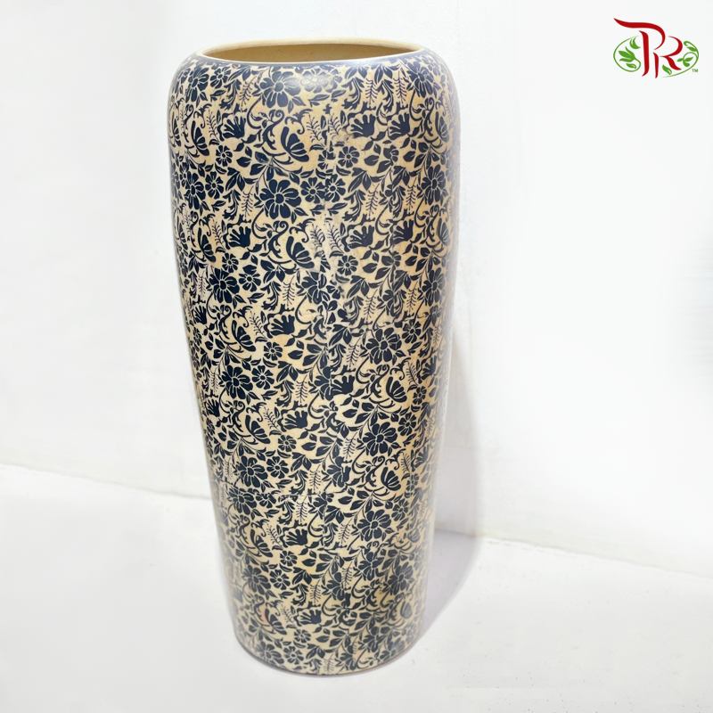 Vintage Vase Printed With Floral & Foliage
