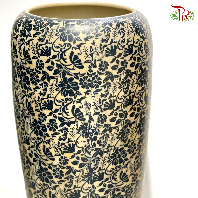 Vintage Vase Printed With Floral & Foliage