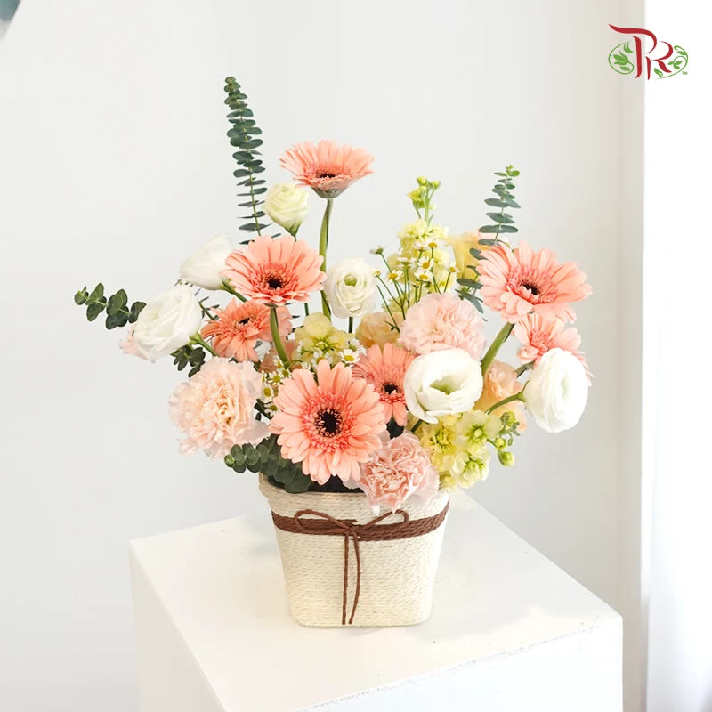 Peach Butter Sunshine Flower Basket