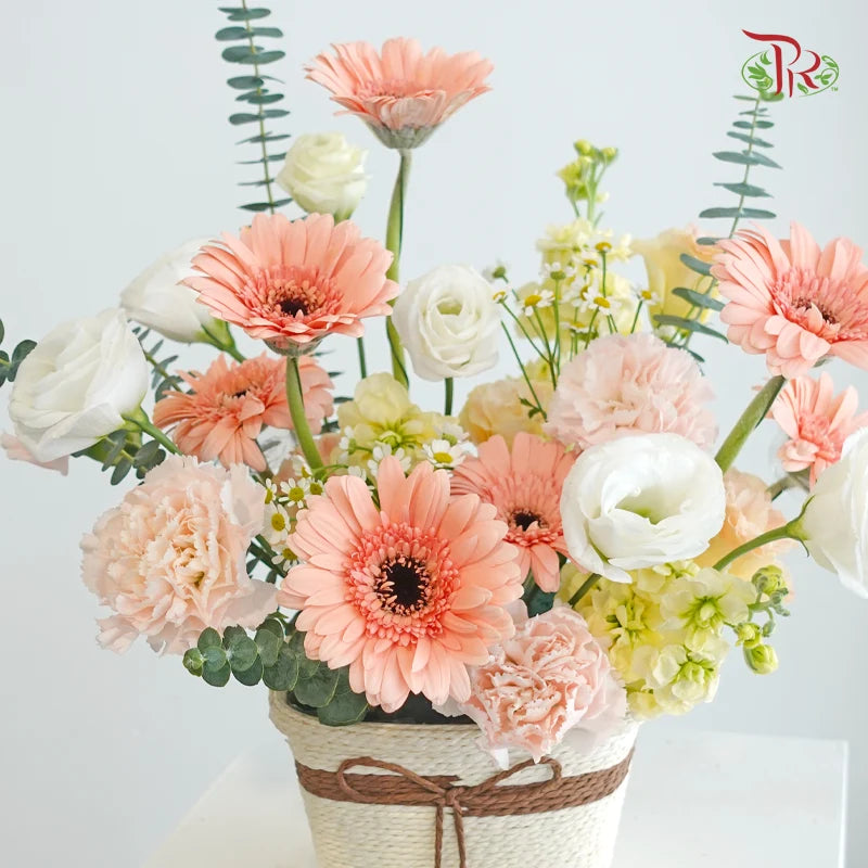 Peach Butter Sunshine Flower Basket