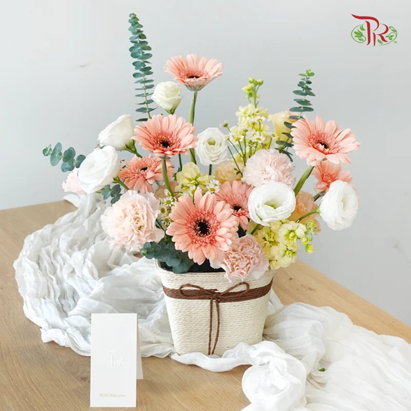 Peach Butter Sunshine Flower Basket