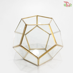 16Y1915J - Glass Hexagon Terrarium Vase (Gold Colour)