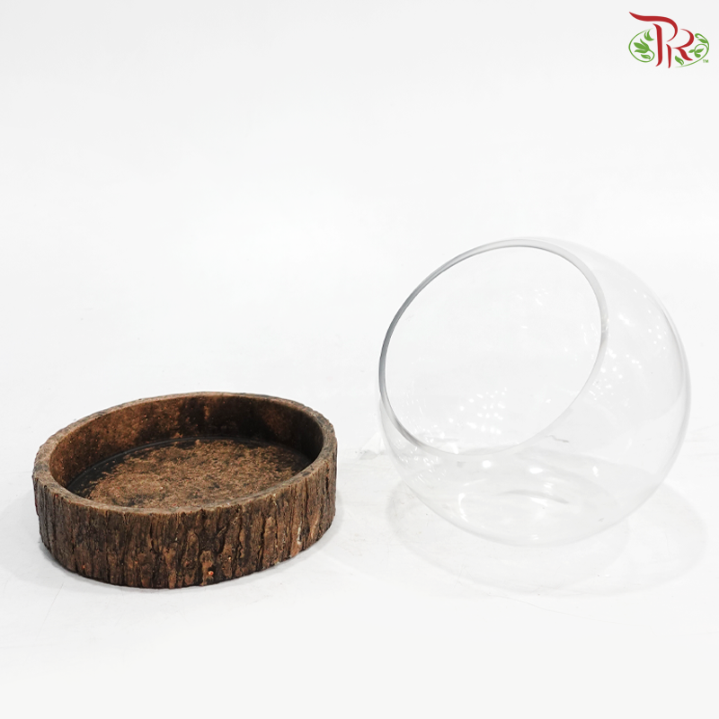 16Y3020 Terrarium Vase With Wooden Holder