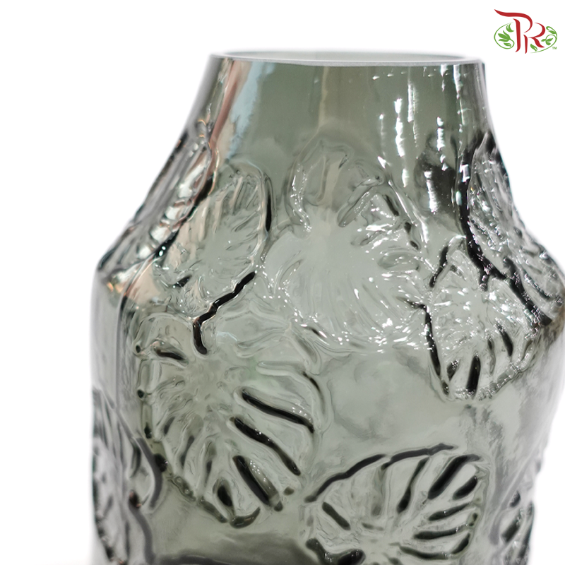 18H1924 -  Grey Vase With Leaf Design