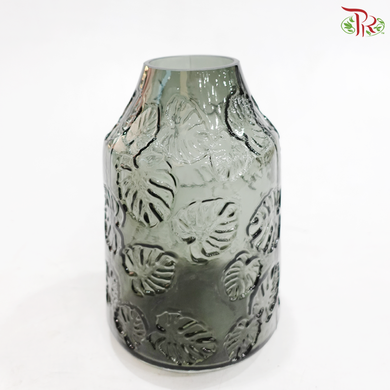 18H1924 -  Grey Vase With Leaf Design