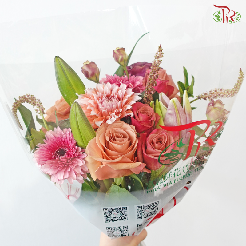 Signature Weekly Flower Bunch - Sunset Cappuccino Dream 《珈霞之梦》 (Medium Size)