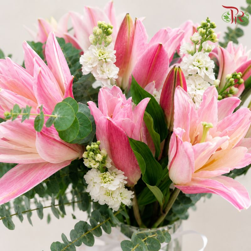 Rose Lily Vase Arrangement (With Color Options)