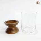 276739W - Glass Jar Vase With Wood Stand