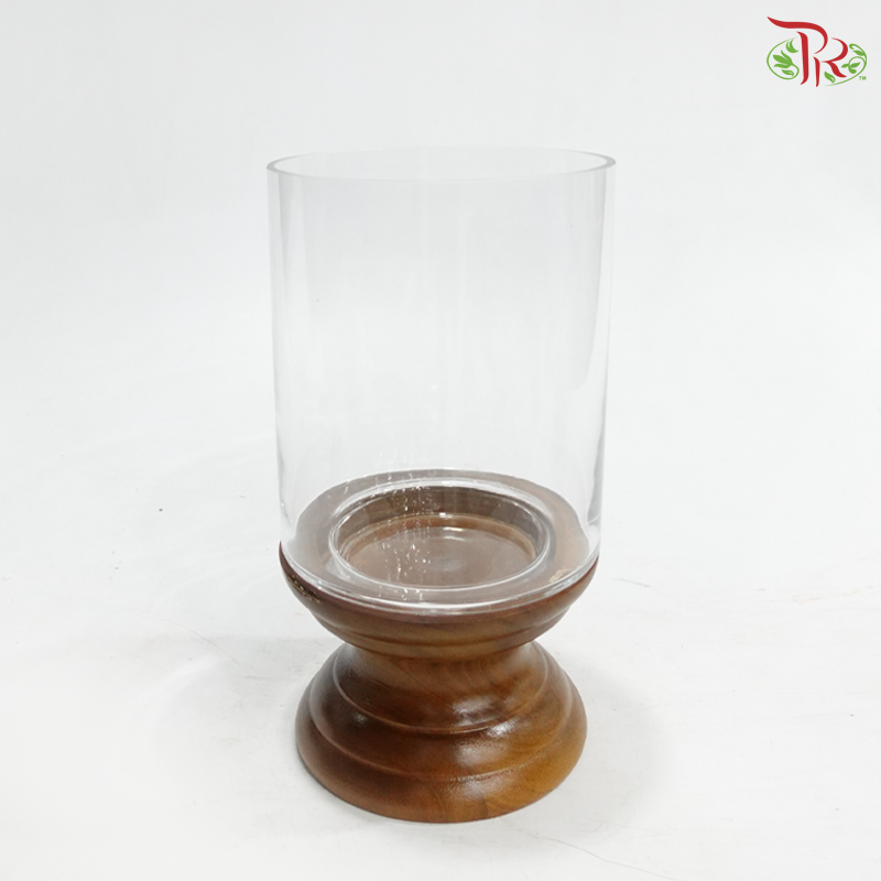 276727W - Glass Jar With Wood Stand